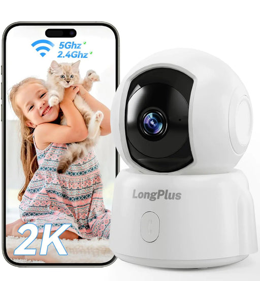 LongPlus® 2K Security Camera Indoor 2.4/5GHz WiFi Pet Camera Baby Camera with Phone App Remote Pan Tilt Camera with Night Vision One Touch Call Motion Detection Auto Tracking Works with Alexa - Gadgetmanic