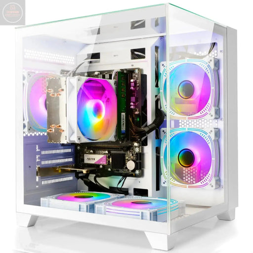 LXZ Desktop PC Computer AMD Ryzen 5 5600GT 6 core 3.6GHz 16G DDR4 RAM 512G NVME SSD Tower Computer for Gaming Home and Office (White) - Gadgetmanic