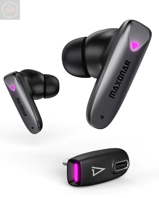 Maxonar Gaming Earbuds for PS5 Quest 3S/3/2 (Updated Chip) Wireless Gaming Earbuds 25ms Low Latency Dual Connection 2.4GHz & Bluetooth 5.3 Hi-Fi Sound Compatible with Steam Deck Switch - Gadgetmanic