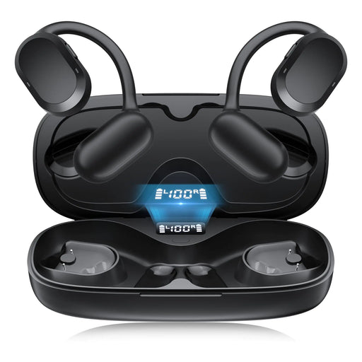 Open Ear Headphones Open Ear Earbuds IPX7 Waterproof Bluetooth 5.3 True Wireless Sports Over Ear Earbuds with Earhooks Built-in Mic Crystal-Clear Calls for Running Workout Cycling Driving - Gadgetmanic