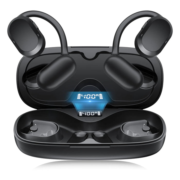 Open Ear Headphones Open Ear Earbuds IPX7 Waterproof Bluetooth 5.3 True Wireless Sports Over Ear Earbuds with Earhooks Built-in Mic Crystal-Clear Calls for Running Workout Cycling Driving - Gadgetmanic