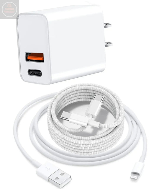 Phone Chargers for Apple Phone 15 Pro Max 15pro/14 Pro Max/14pro/14 Plus/14/13/12/11/Se Dual Usbc Charger Block Usbc to Lightning Cord USB to Type C Cable for Ipad Samsung Galaxy Google Pixel - Gadgetmanic