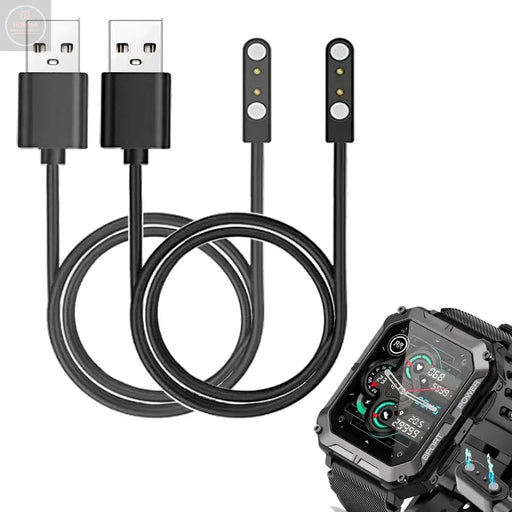 smaate smart watch Cable Chargers PUREROYI C20PR 1.83” Rugged Military Smart Watch 2-Pack - Gadgetmanic