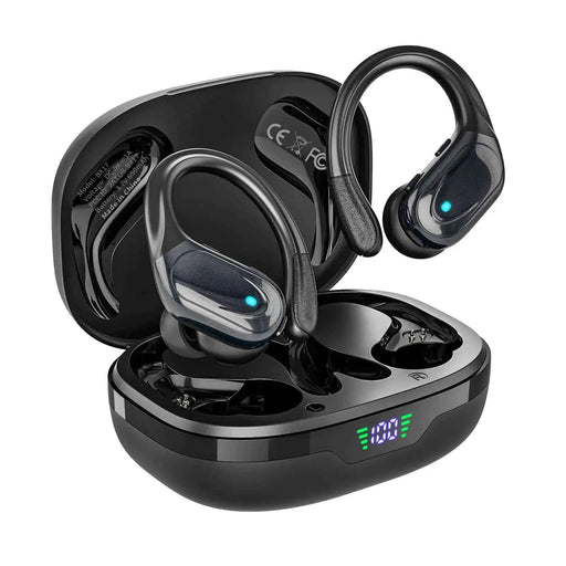 Wireless Earbuds Bluetooth Headphones 80hrs Playback Ear Buds Power Display with Noise Canceling Mic Headsets for Sports/Workout/Running Black - Gadgetmanic
