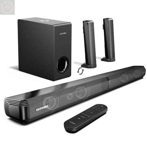 ULTIMEA 4.1ch Sound Bar for Smart TV with Dolby Atmos 2-in-1 Bluetooth 5.3 Soundbar for TV with Subwoofer 280W Peak Power 3 EQ Modes TV Soundbar Bass Boost HDMI eARC Apollo S60 Detachable Series - Gadgetmanic