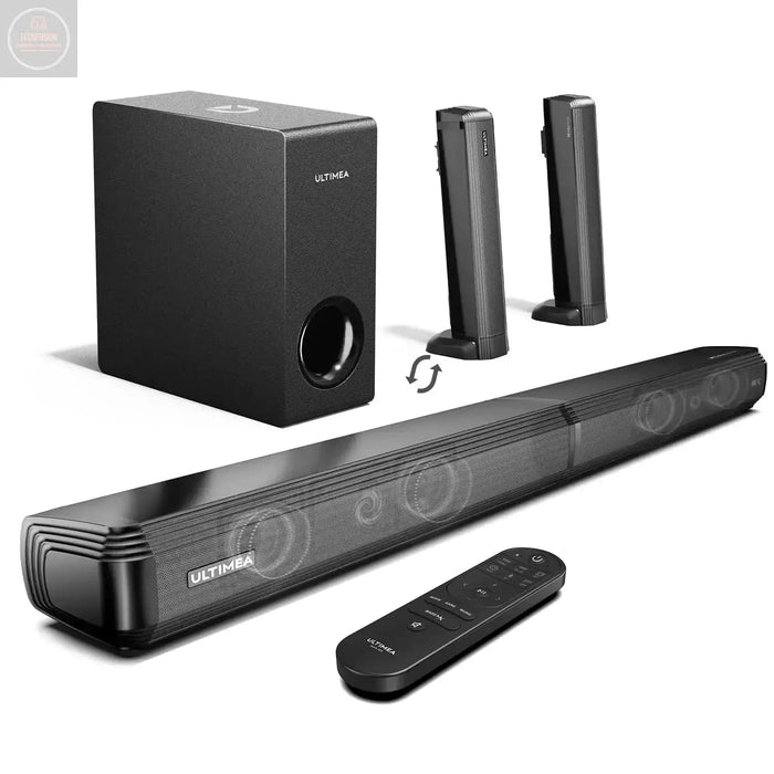 ULTIMEA 4.1ch Sound Bar for Smart TV with Dolby Atmos 2-in-1 Bluetooth 5.3 Soundbar for TV with Subwoofer 280W Peak Power 3 EQ Modes TV Soundbar Bass Boost HDMI eARC Apollo S60 Detachable Series - Gadgetmanic