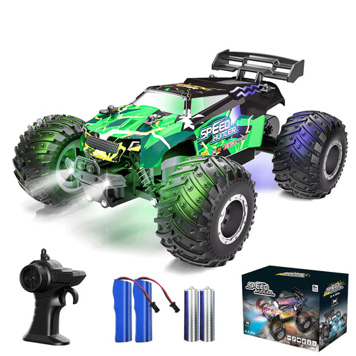 Vensico Remote Control Car RC Cars All Terrain Monster Truck Outdoor 2WD Off Road Hobby RC Truck with 2 Rechargeable Batteries and Colorful Light 20Km/h Fast RC Car Toys Gift for Kids Boys - Gadgetmanic