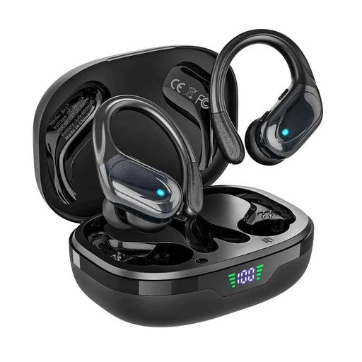 Wireless Earbuds Bluetooth Headphones 80hrs Playback Ear Buds Power Display with Noise Canceling Mic Headsets for Sports/Workout/Running Black - Gadgetmanic