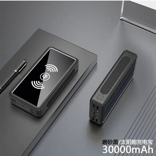 Wireless Solar Power Bank 30000mAh Outdoor Emergency - Gadgetmanic