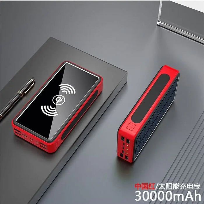 Wireless Solar Power Bank 30000mAh Outdoor Emergency - Gadgetmanic