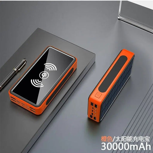 Wireless Solar Power Bank 30000mAh Outdoor Emergency - Gadgetmanic