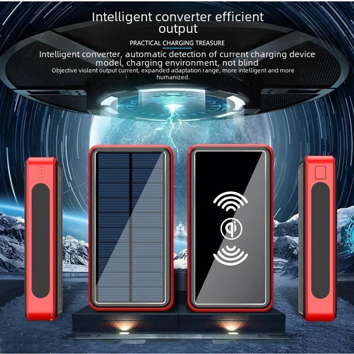 Wireless Solar Power Bank 30000mAh Outdoor Emergency - Gadgetmanic