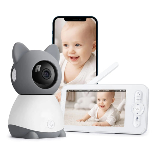 Yeluor 2K Baby Monitor Baby Monitor with Camera and Audio 5" Color Display Infrared Night Vision 2-Way Talk Temperature & Sound Alarm Cry & Motion Detection Free Phone App - Gadgetmanic