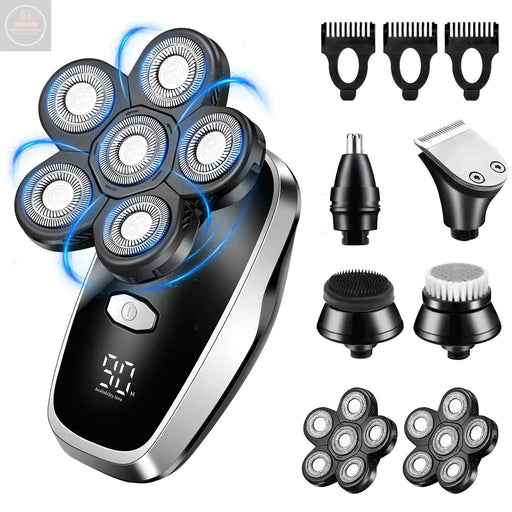 YHAYHO Head Shavers for Bald Men Upgraded Electric Razors Multifunctional Electric Shaver for Balding Head Waterproof Mens Head Razor Cordless Rotary Shaver Rechargeable Razors for Bald Man (Black) - Gadgetmanic