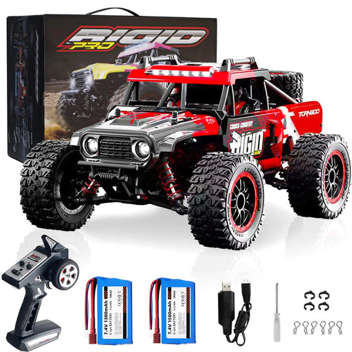 Yidedraw 1:14 RC Cars Fast 50 KMH Remote Control Car 4X4 RC Truck for Kids Adults Boys 2.4 GHz All Terrains RC Dune Buggy Off-Road RC Monster Truck Short Course Car with 2 Batteries (Red) - Gadgetmanic