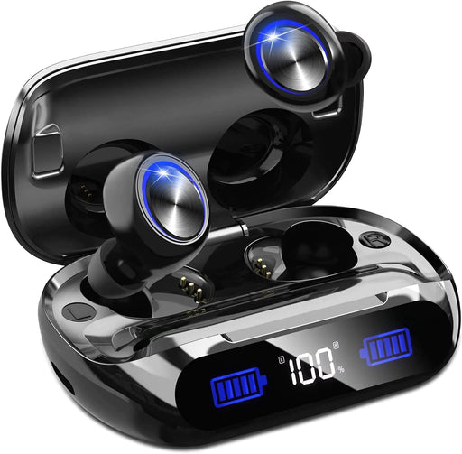 YIPUT Wireless Earbuds Bluetooth 5.3 Headphones 200 Hours Playtime with 2000mAh charg Casein Ear Headest IP7Waterproof Noise Cancelling Built-in MicPremiu Bass LCD Displayfor Sports/Working/Study - Gadgetmanic